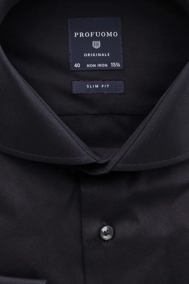 Overhemd Profuomo slim fit donkerblauw strijkvrij
