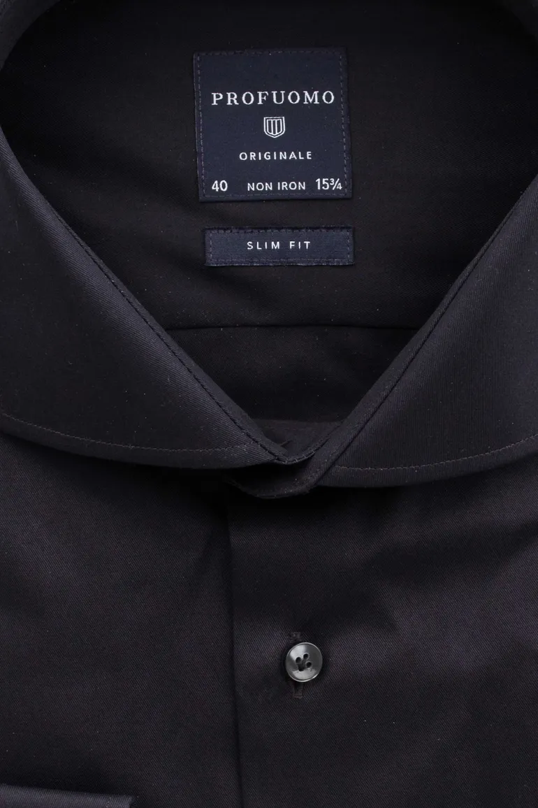 Profuomo donkerblauw overhemd strijkvrij slim fit