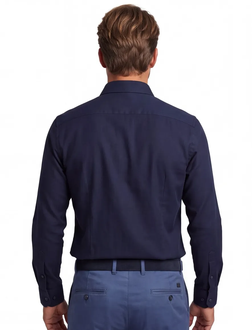 Profuomo zwart overhemd strijkvrij slim fit