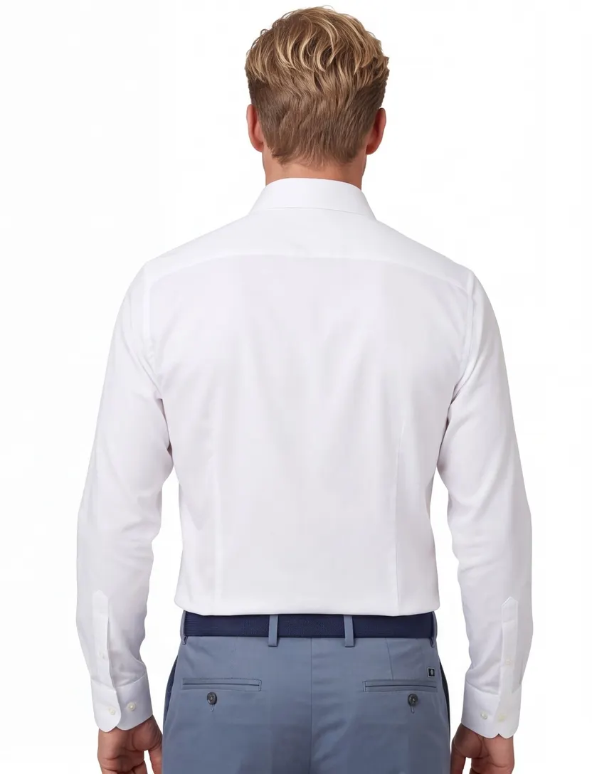 Profuomo overhemd mouwlengte 7 Originale wit effen katoen slim fit