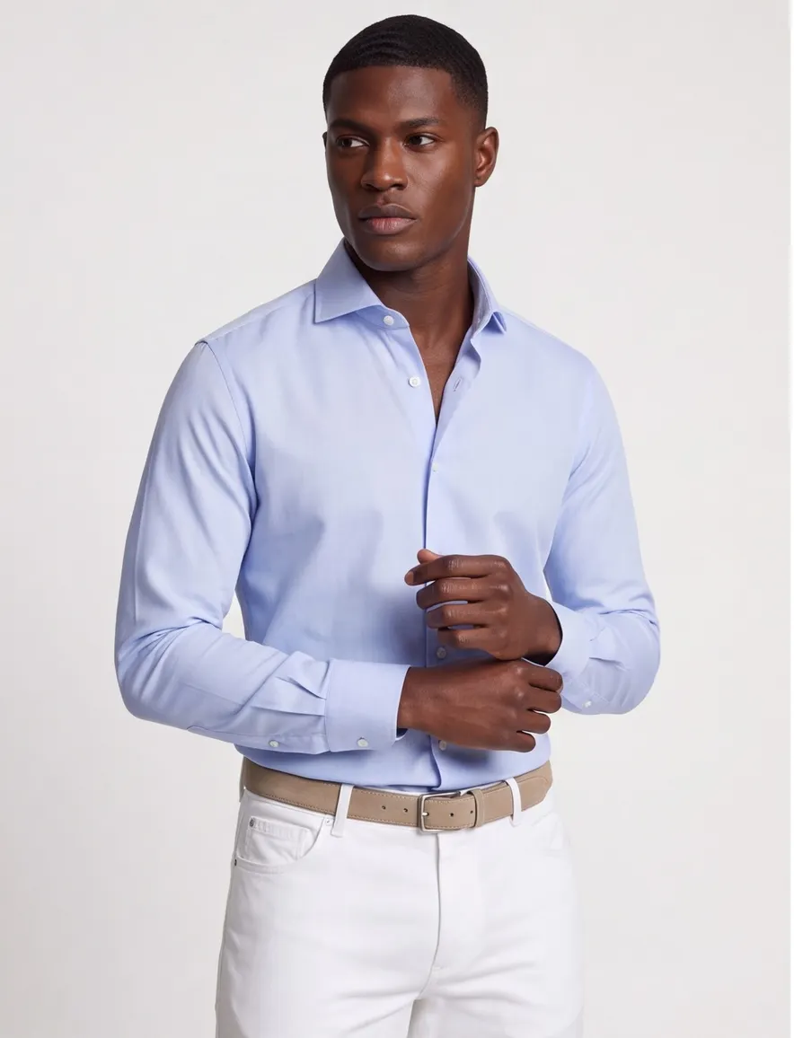 Profuomo Slim Fit overhemd mouwlengte 7 lichtblauw