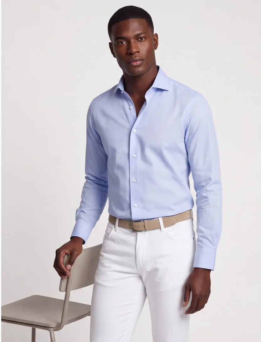 overhemd mouwlengte 7 Profuomo Slim Fit lichtblauw