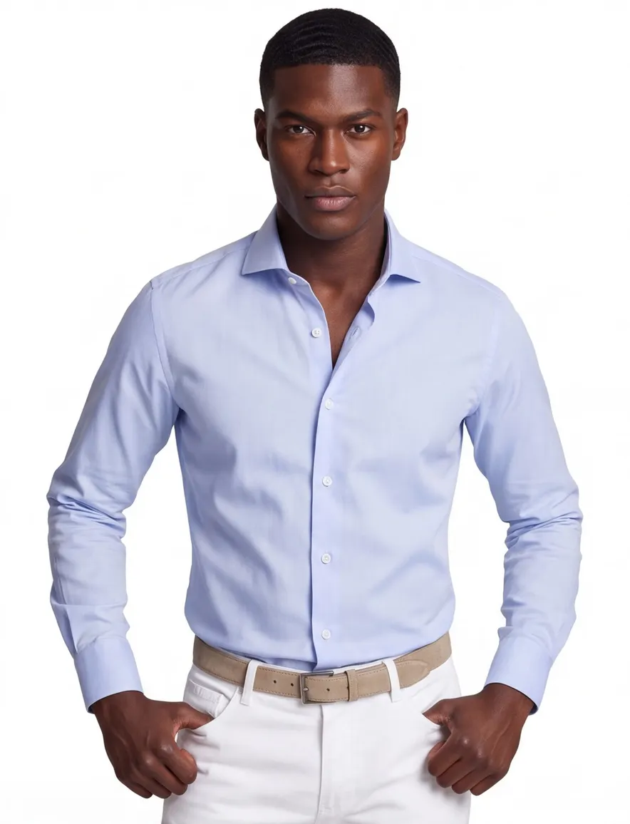 Profuomo Slim Fit overhemd mouwlengte 7 lichtblauw