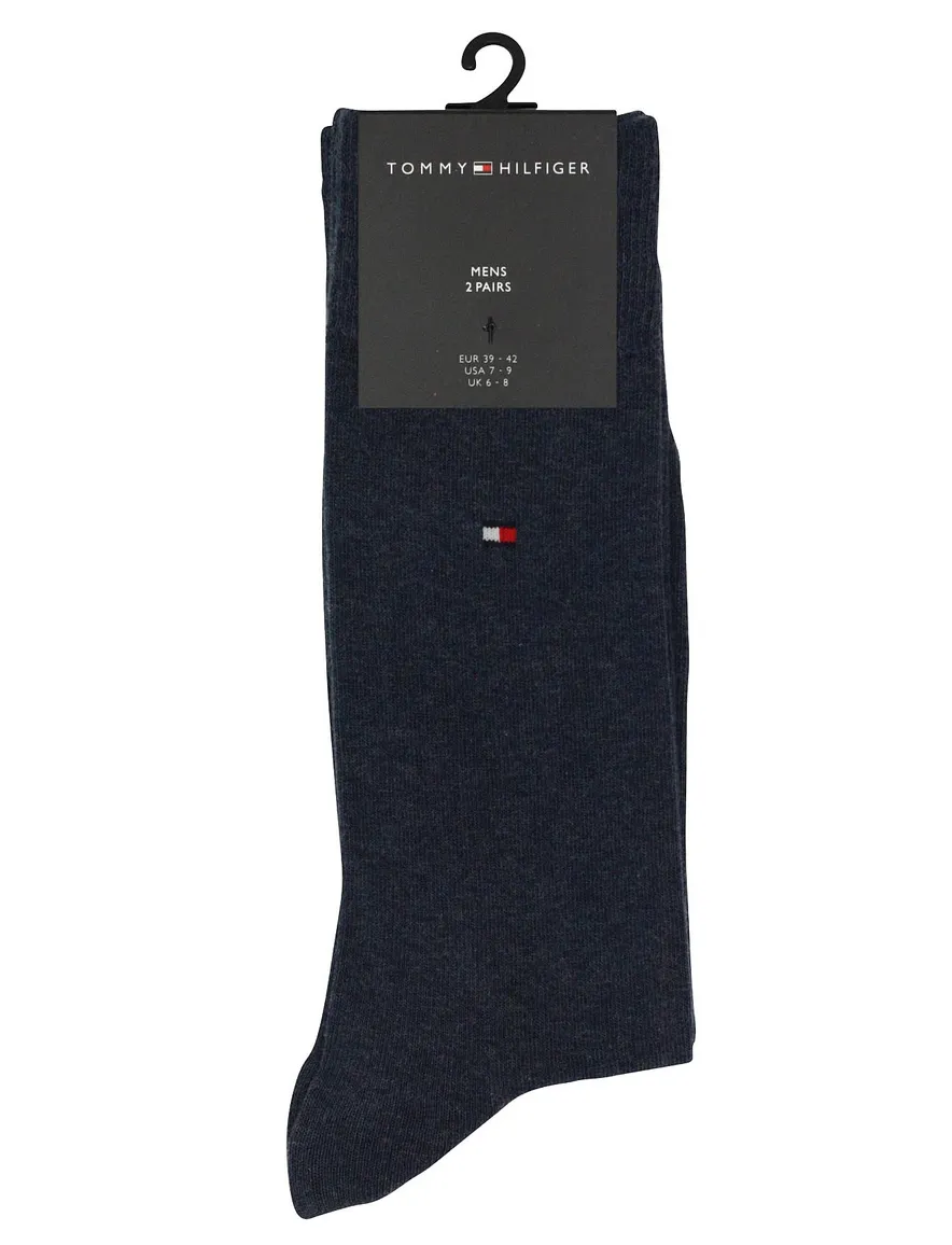 Tommy Hilfiger sokken effen donkerblauw 2-pack