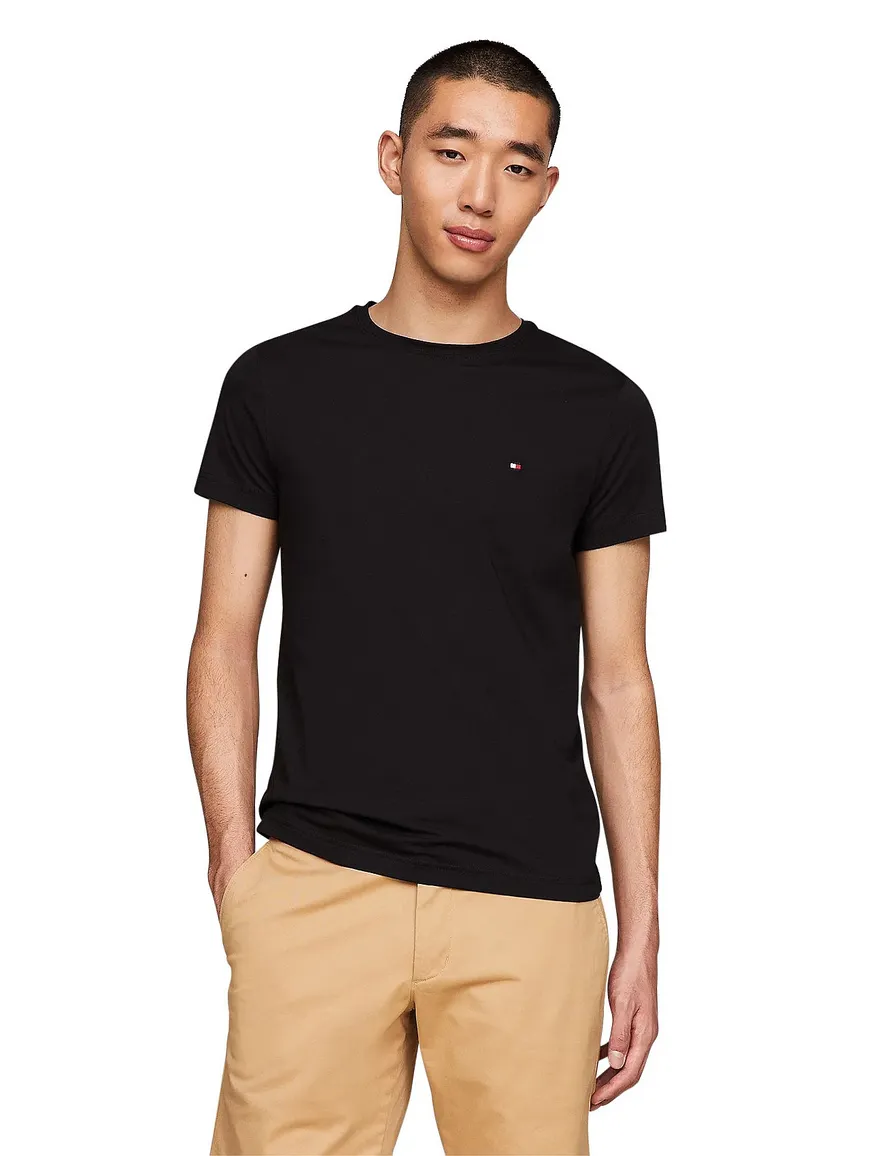 Tommy Hilfiger t-shirt extra slim fit zwart effen ronde hals