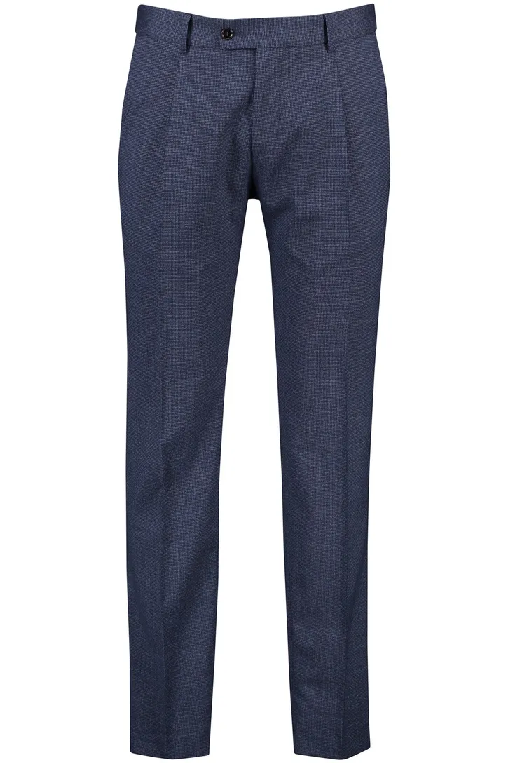 Club of Gents pantalon Slim Fit mix en match donkerblauw gemêleerd wol