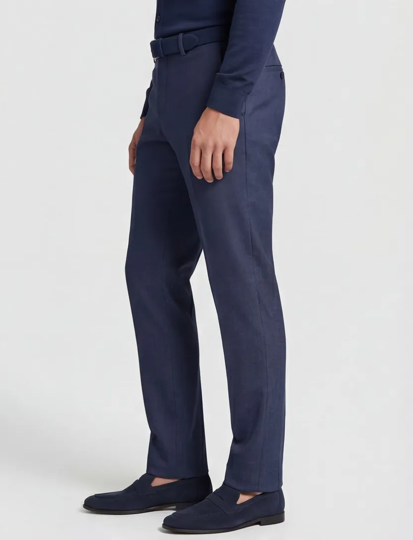 Club of Gents pantalon Slim Fit mix en match donkerblauw gemêleerd wol