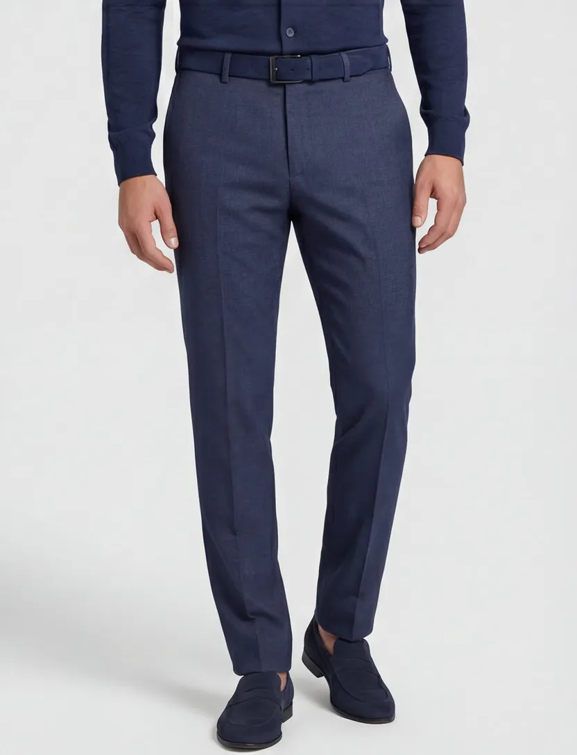 Club of Gents pantalon Slim Fit mix en match donkerblauw gemêleerd wol