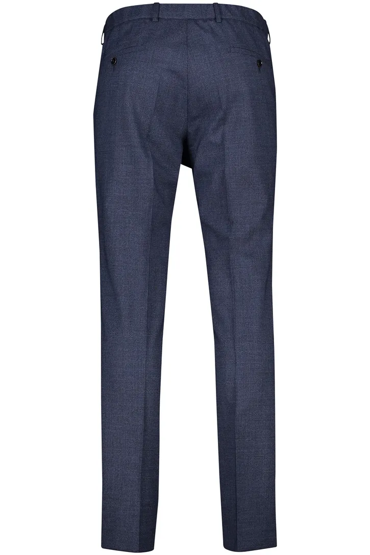 Club of Gents pantalon Slim Fit mix en match donkerblauw gemêleerd wol