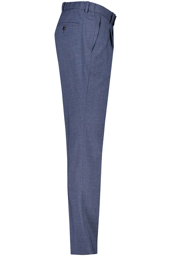 Club of Gents pantalon Slim Fit mix en match donkerblauw gemêleerd wol