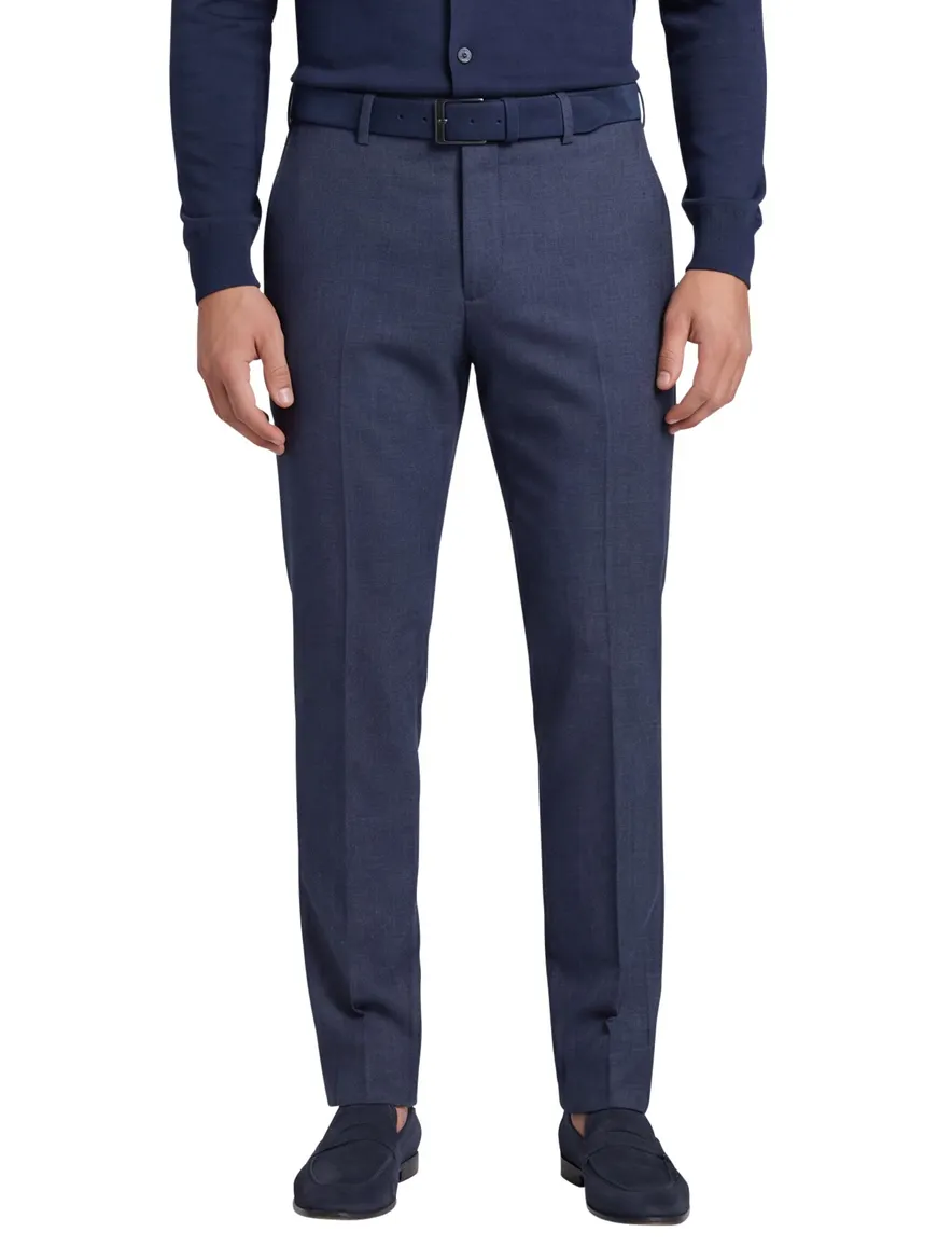 Club of Gents pantalon mix en match donkerblauw gemêleerd wol slim fit