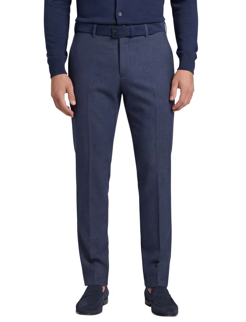 Club of Gents pantalon Slim Fit mix en match donkerblauw gemêleerd wol