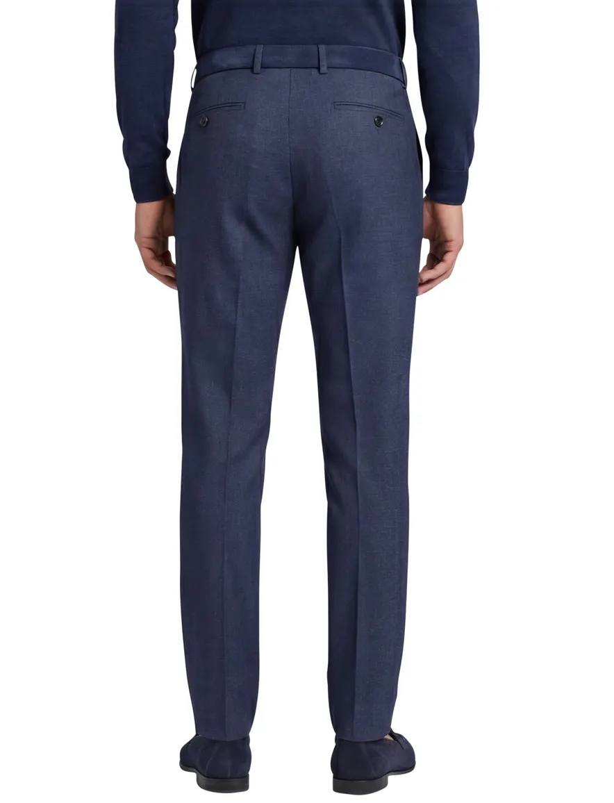 Club of Gents pantalon mix en match donkerblauw gemêleerd wol slim fit