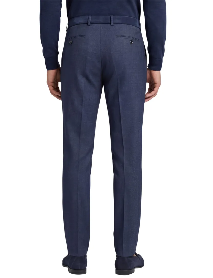Club of Gents pantalon Slim Fit mix en match donkerblauw gemêleerd wol