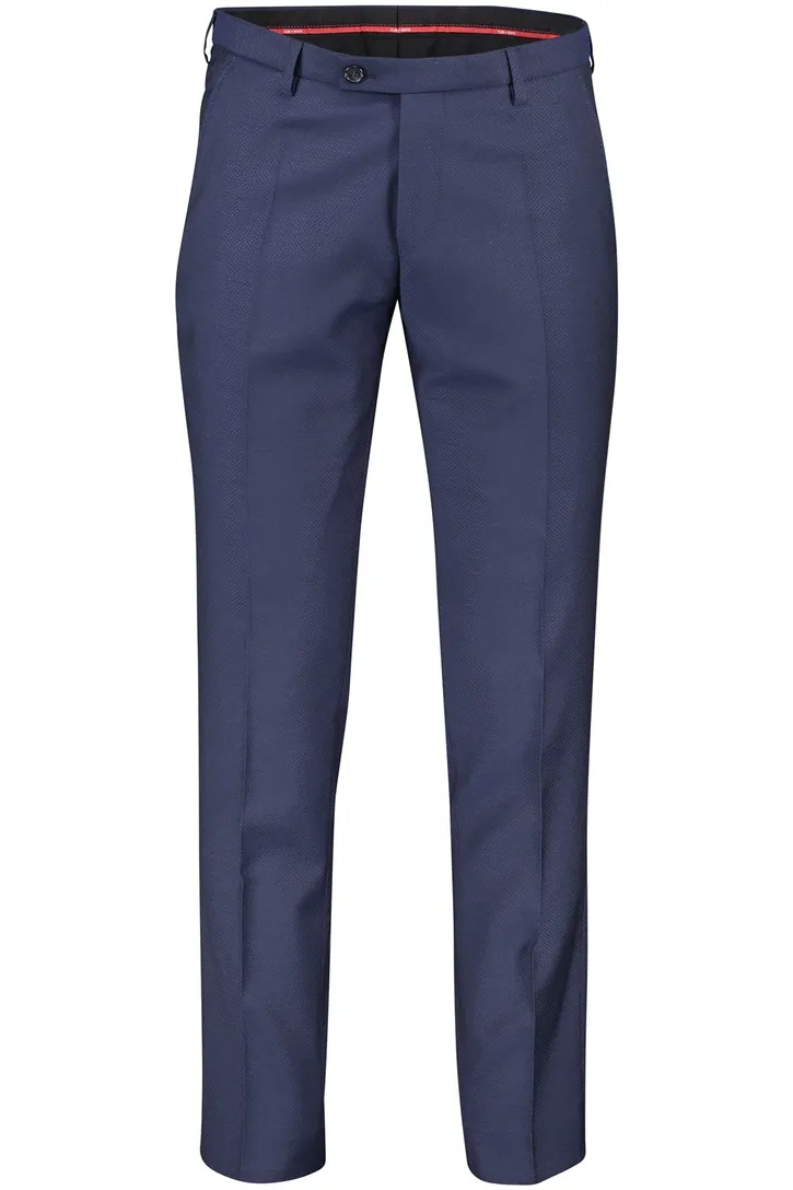 Club of Gents pantalon mix en match donkerblauw effen wol slim fit knoop