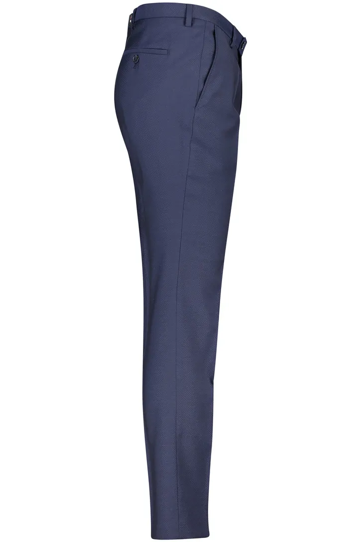 Club of Gents pantalon mix en match donkerblauw effen wol slim fit knoop