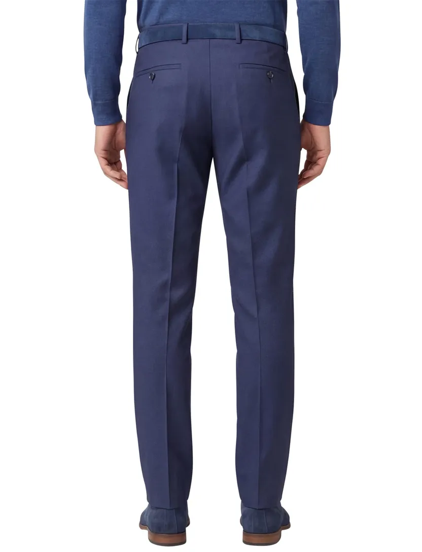 Club of Gents pantalon mix en match donkerblauw effen wol slim fit knoop