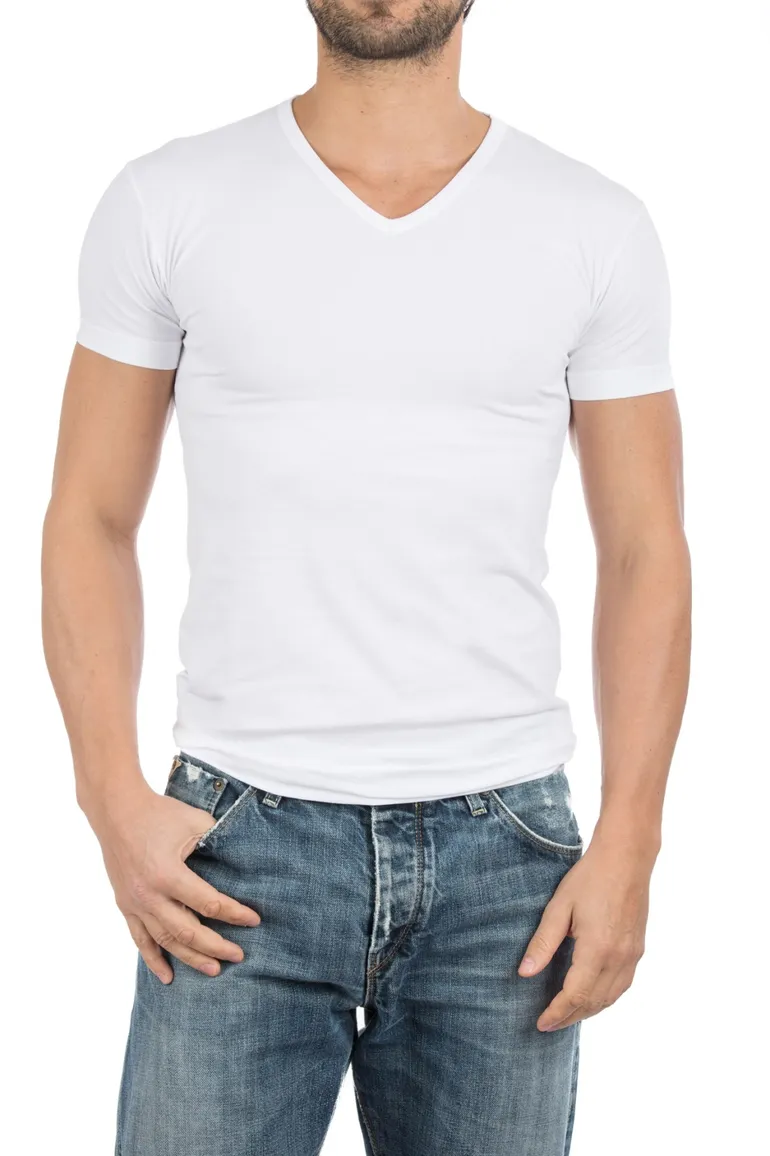 Alan Red t-shirt wit effen katoen stretch Oklahoma 2-pack