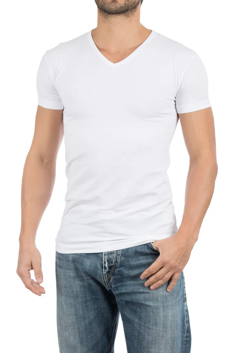 Alan Red t-shirt wit effen katoen stretch Oklahoma 2-pack