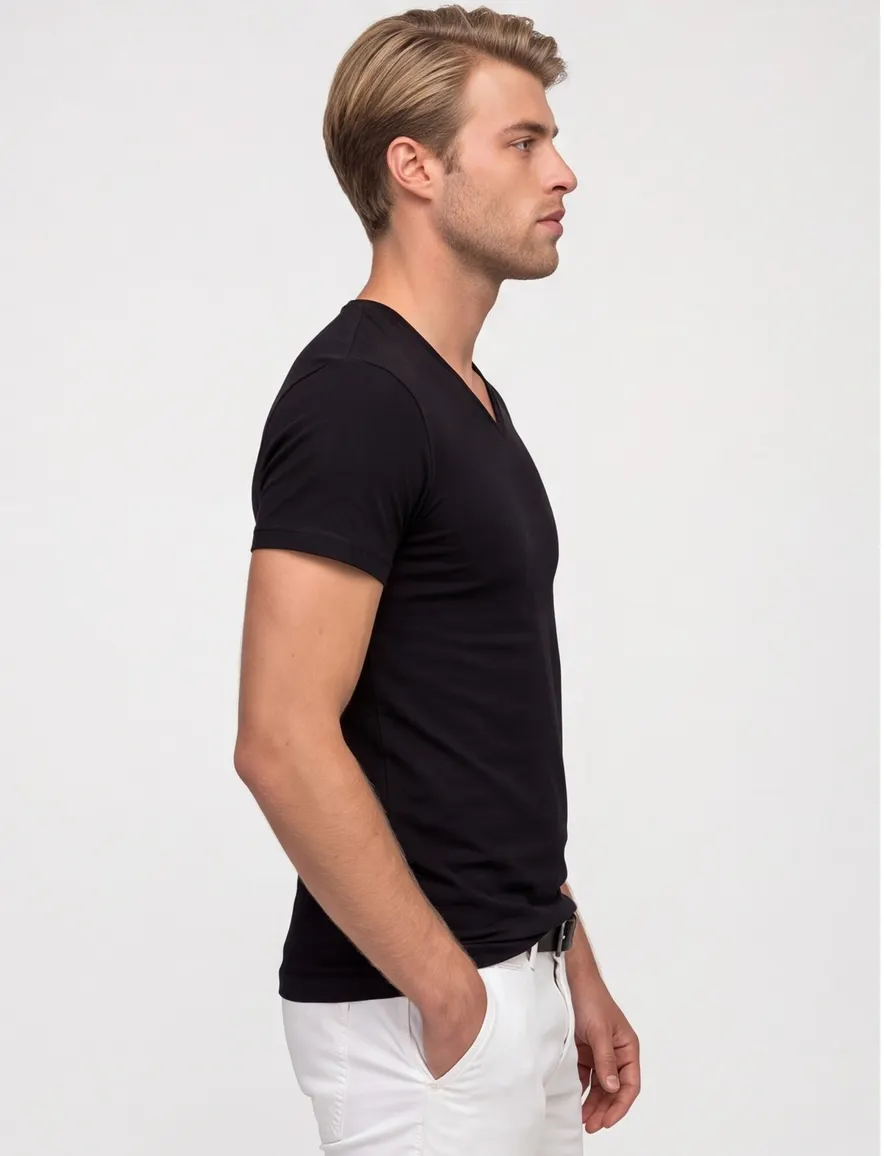 t-shirt Alan Red effen katoen zwart