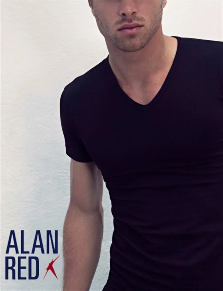 Alan Red t-shirt zwart effen katoen 2-pack