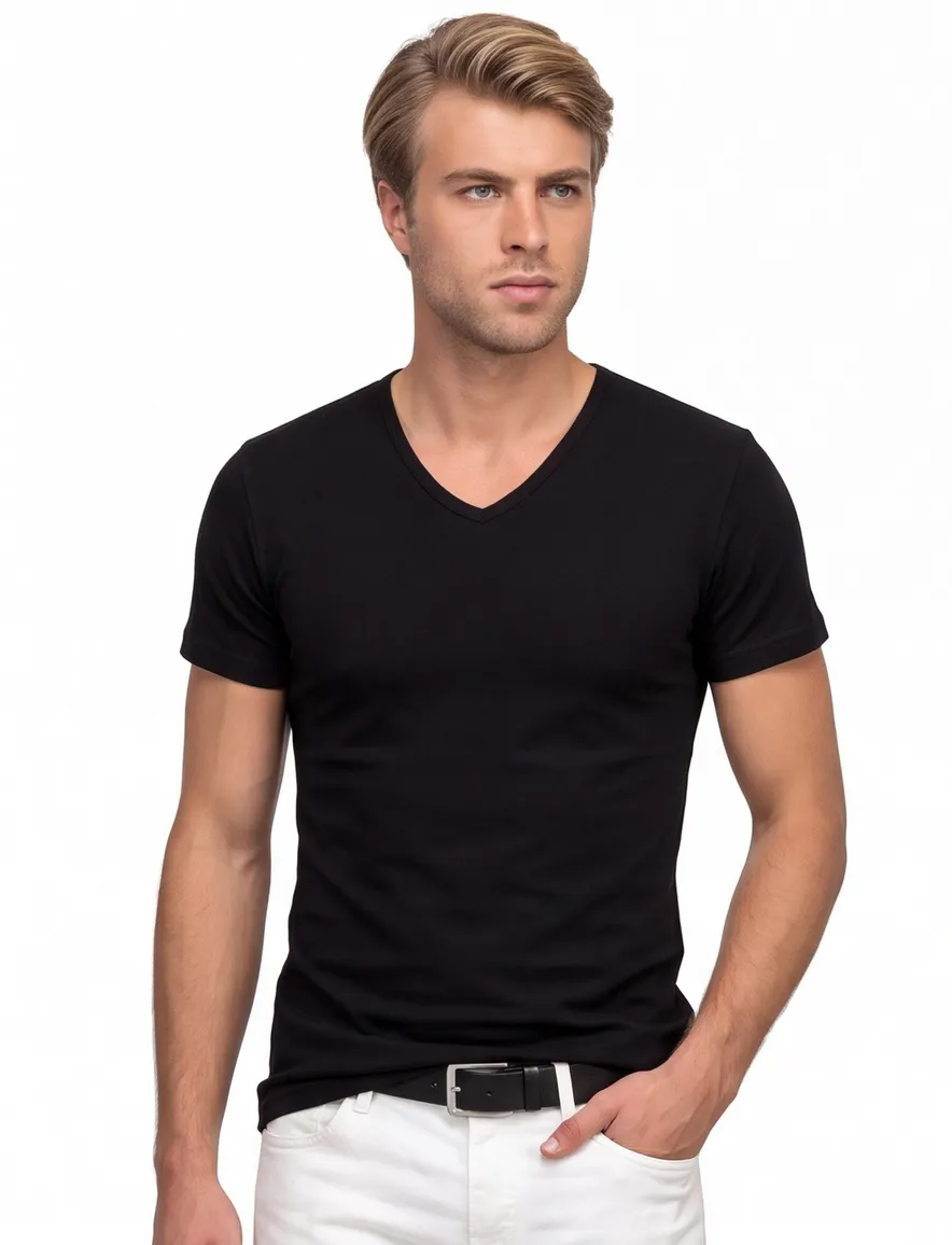 t-shirt Alan Red effen katoen zwart