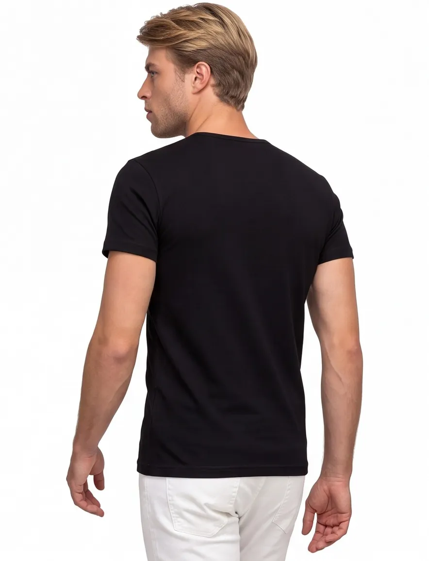 t-shirt Alan Red effen katoen zwart