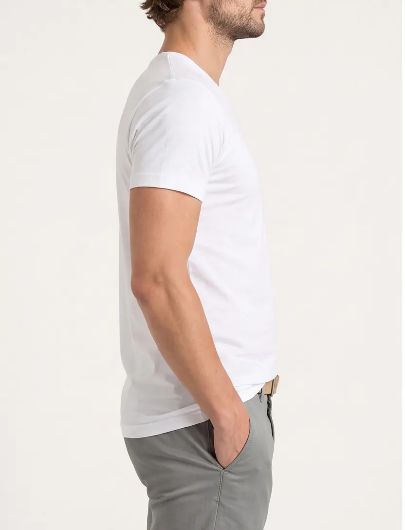 Alan Red t-shirt effen katoen wit 2-pack Vermont