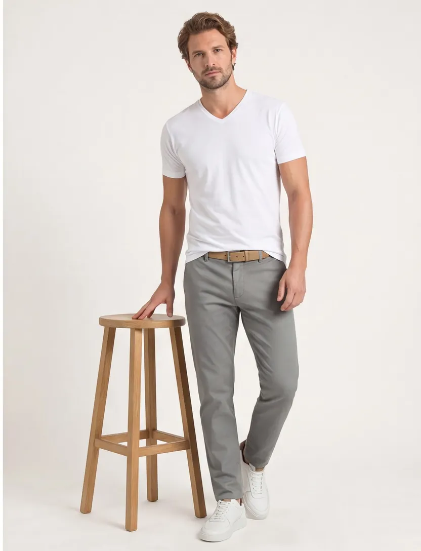 Alan Red t-shirt effen katoen wit 2-pack Vermont