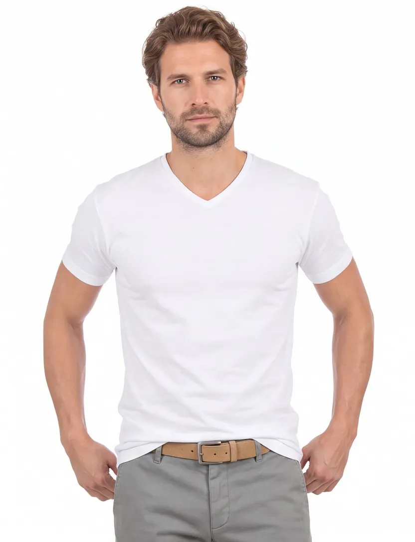 Alan Red t-shirt effen katoen wit 2-pack Vermont