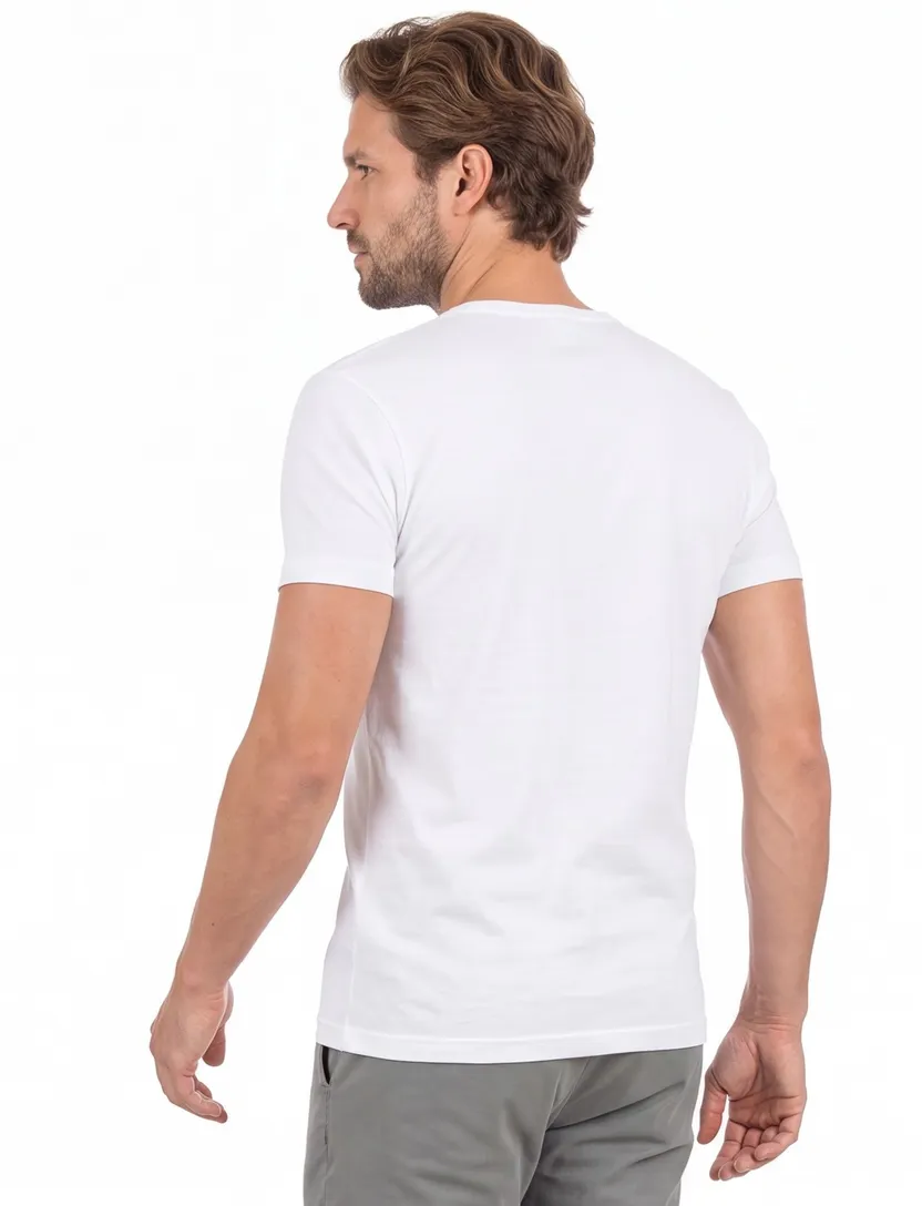 Alan Red t-shirt effen katoen wit 2-pack Vermont