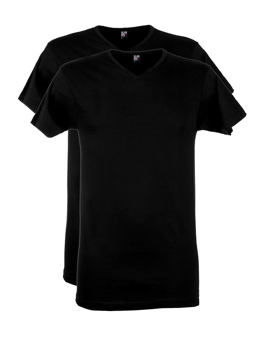 Alan Red Vermont t-shirt zwart effen katoen 2 pack