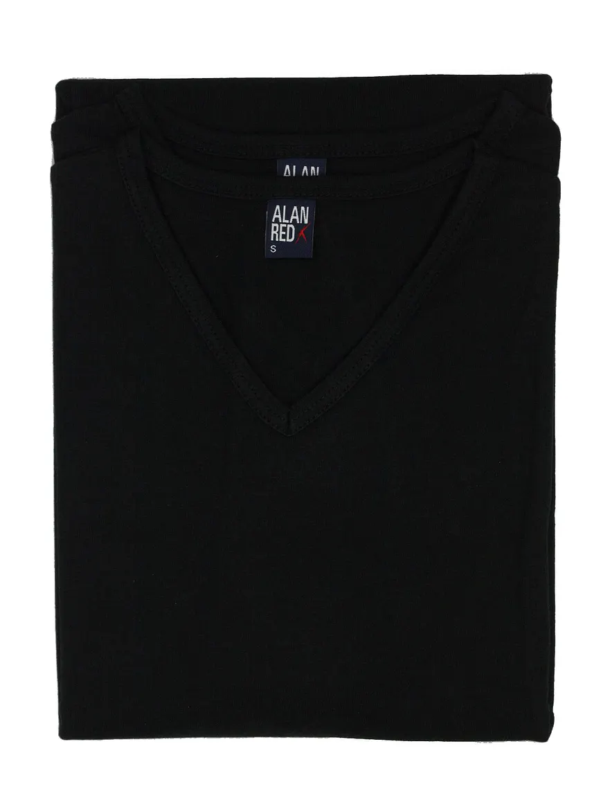 Alan Red Vermont t-shirt zwart effen katoen 2 pack
