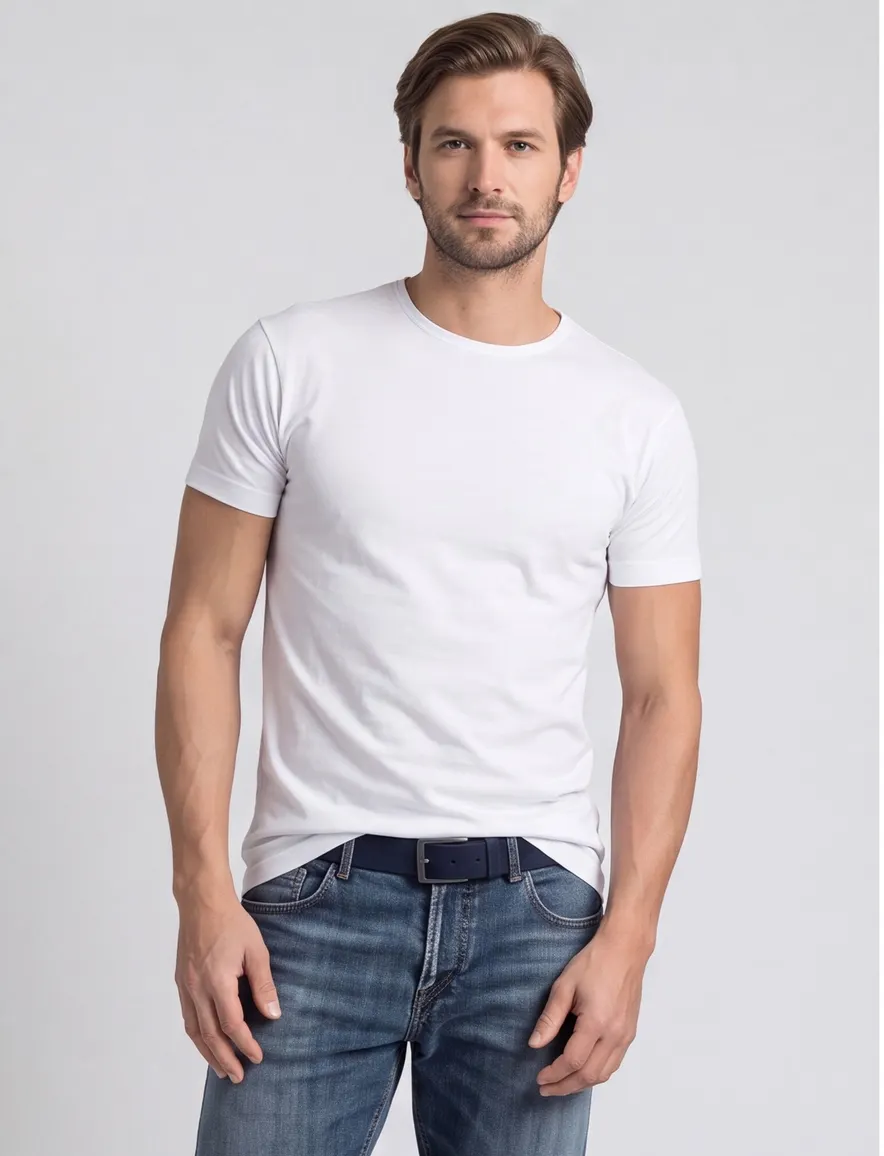 Alan Red Derby t-shirt wit effen katoen 2-pack