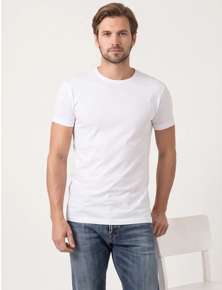 Alan Red Derby t-shirt wit effen katoen 2-pack