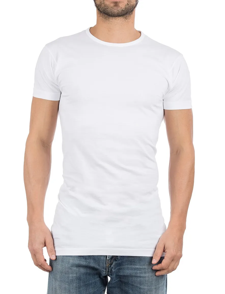 Alan Red Derby T-shirt wit effen katoen 2-pack