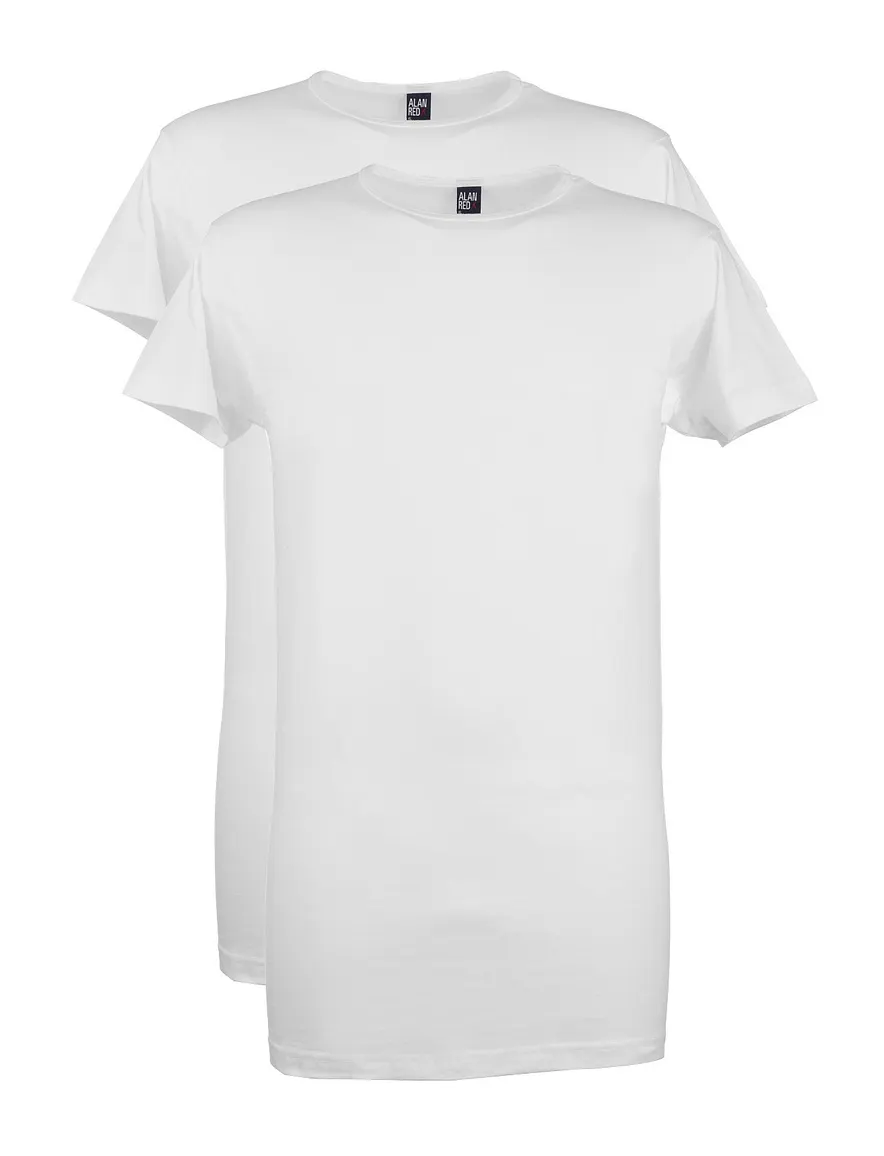 Alan Red Derby T-shirt wit effen katoen 2-pack