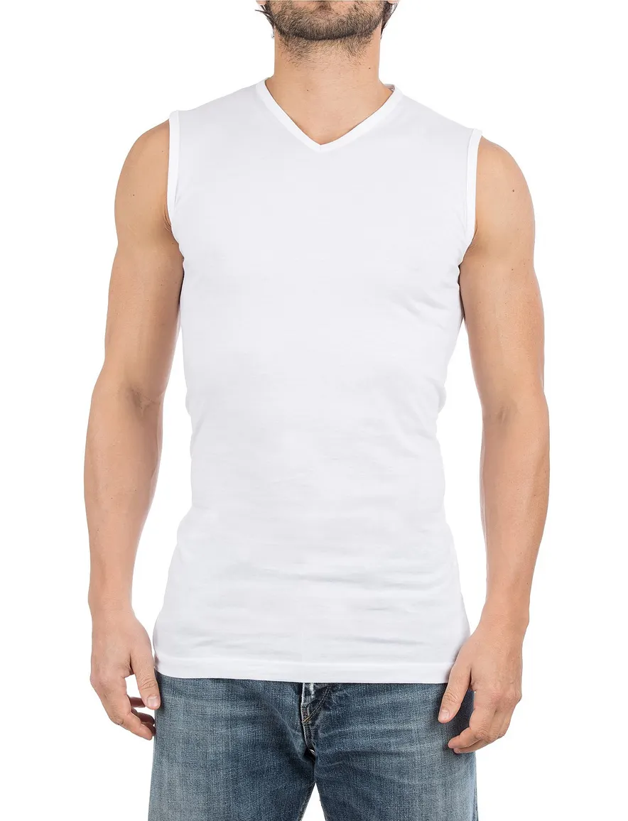 Alan Red singlet Minto wit 2-pack