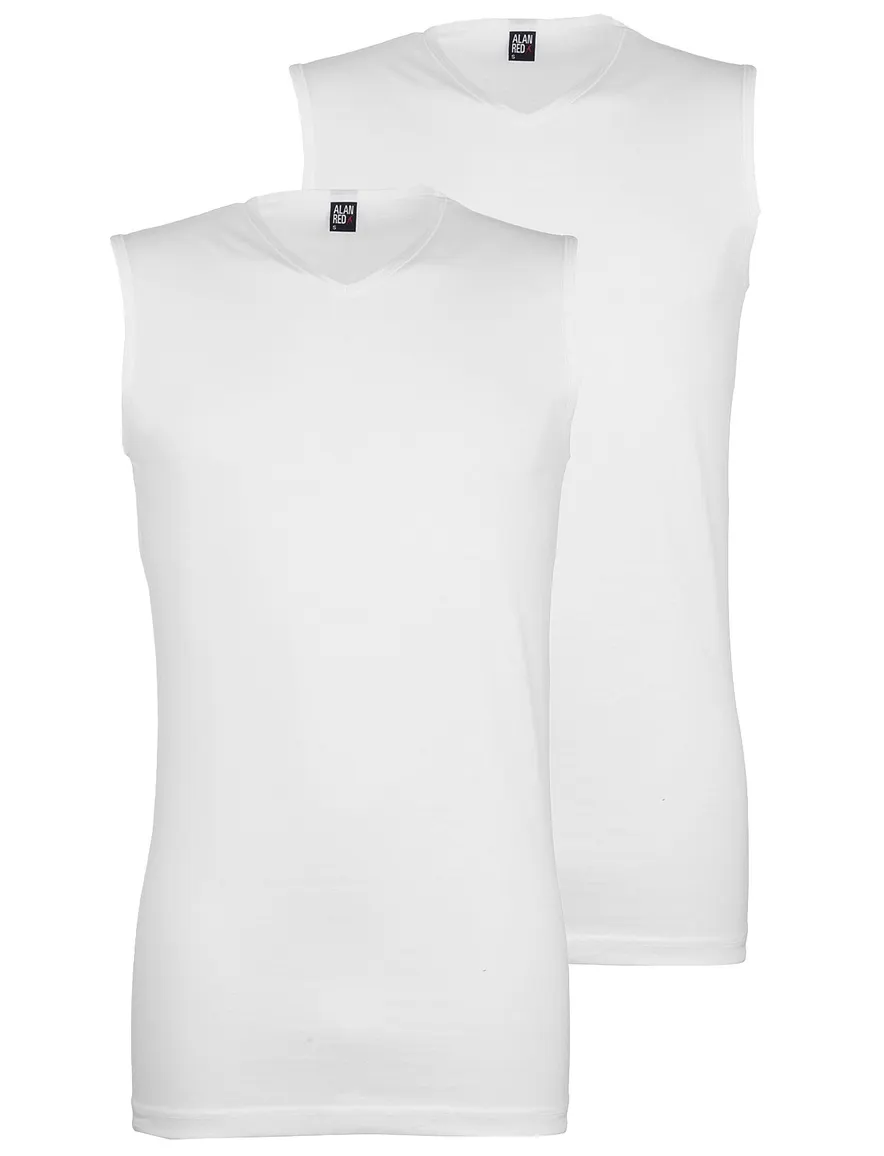 Alan Red singlet Minto wit 2-pack