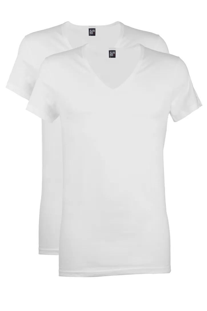 Alan Red t-shirt effen katoen wit Dean 2-pack