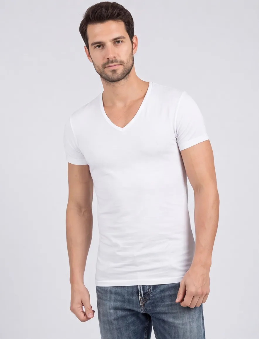 Alan Red Dean t-shirt wit effen katoen 2-pack
