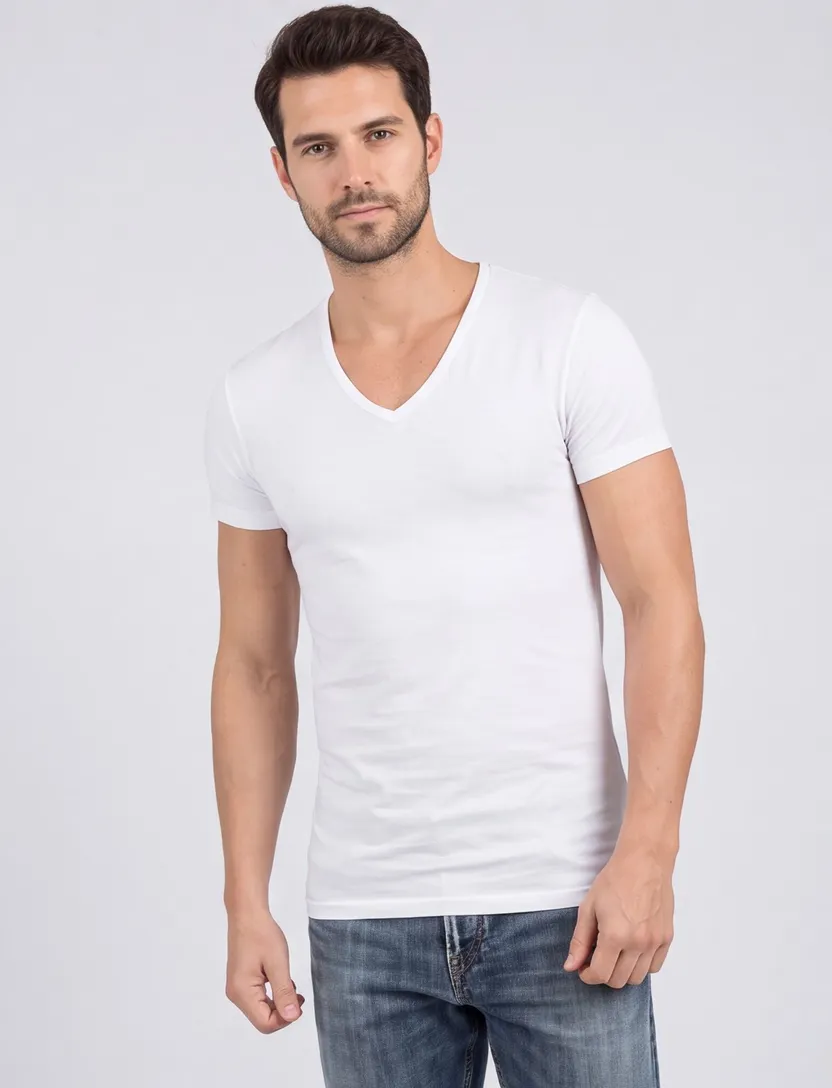 Alan Red t-shirt effen katoen wit Dean 2-pack