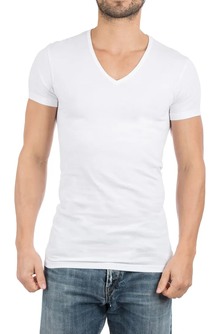 Alan Red t-shirt effen katoen wit Dean 2-pack