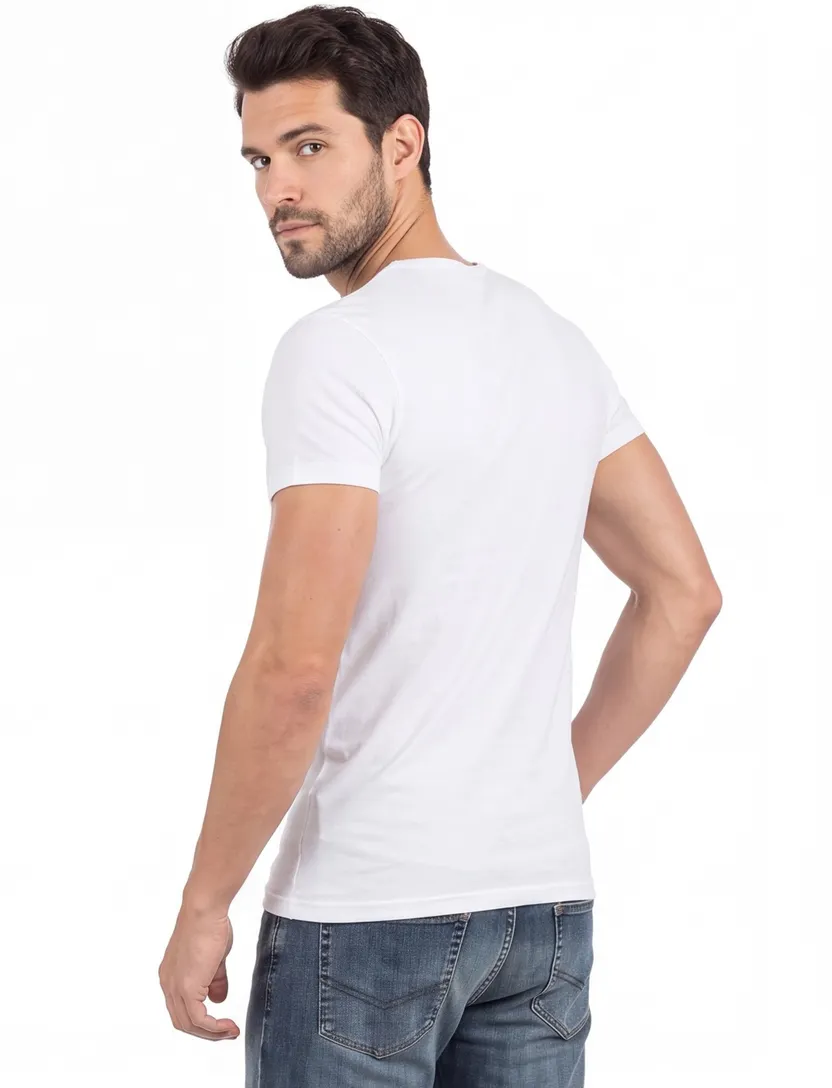 Alan Red t-shirt effen katoen wit Dean 2-pack