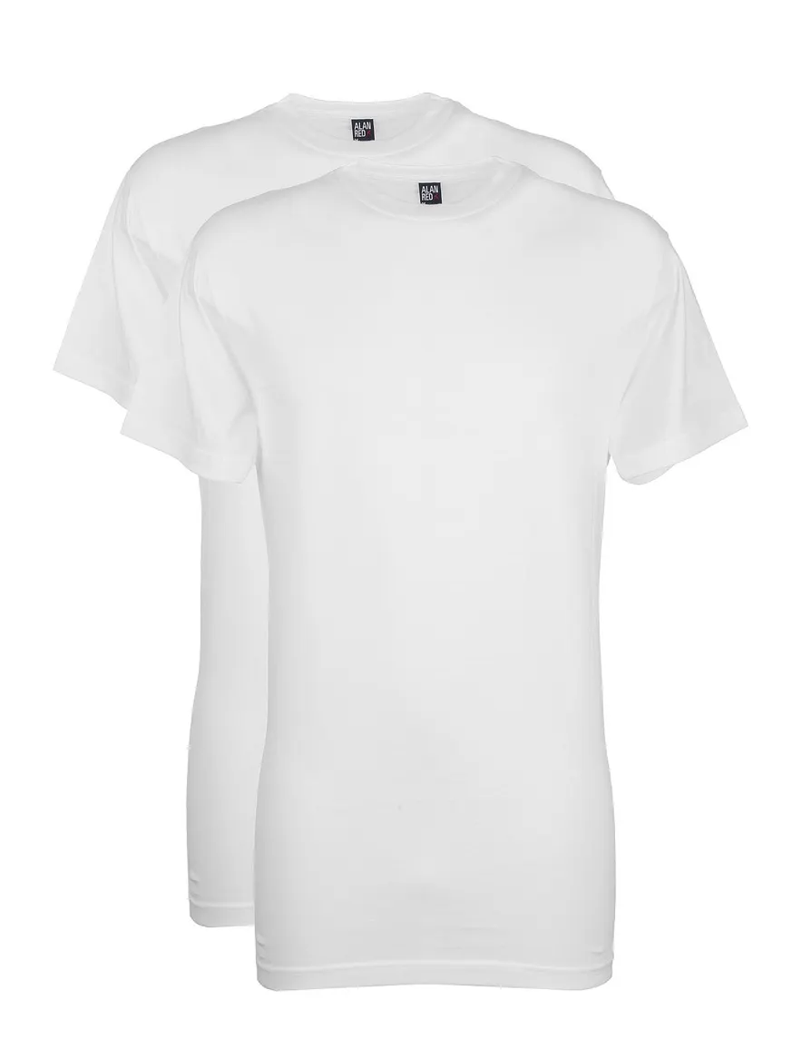 Alan Red T-shirt wit effen katoen 2-pack