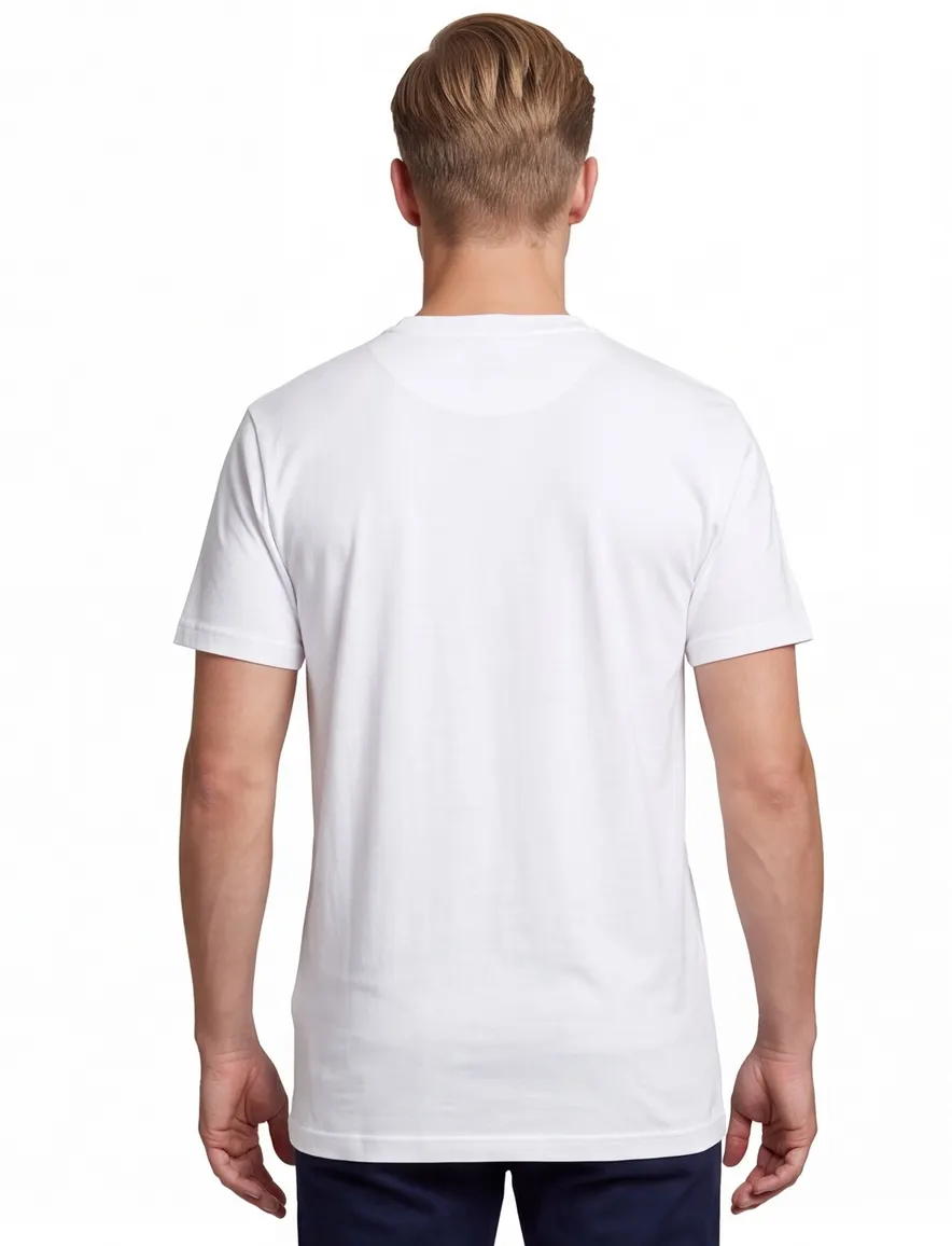 T-shirt KM ml 7 Alan Red effen katoen wit