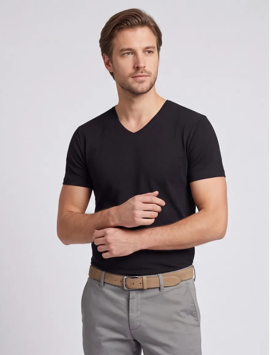 Alan Red Baltimore T-shirt zwart effen bamboe