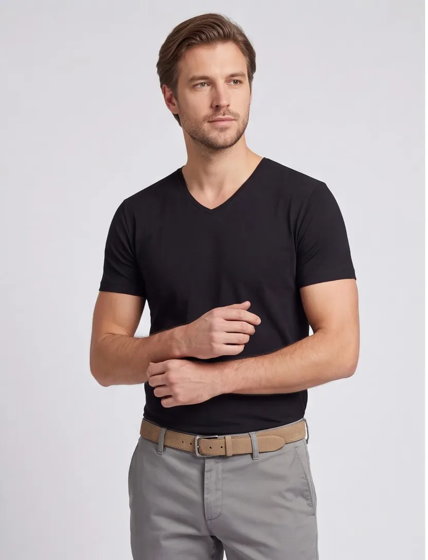 Alan Red T-shirt effen bamboe zwart Baltimore