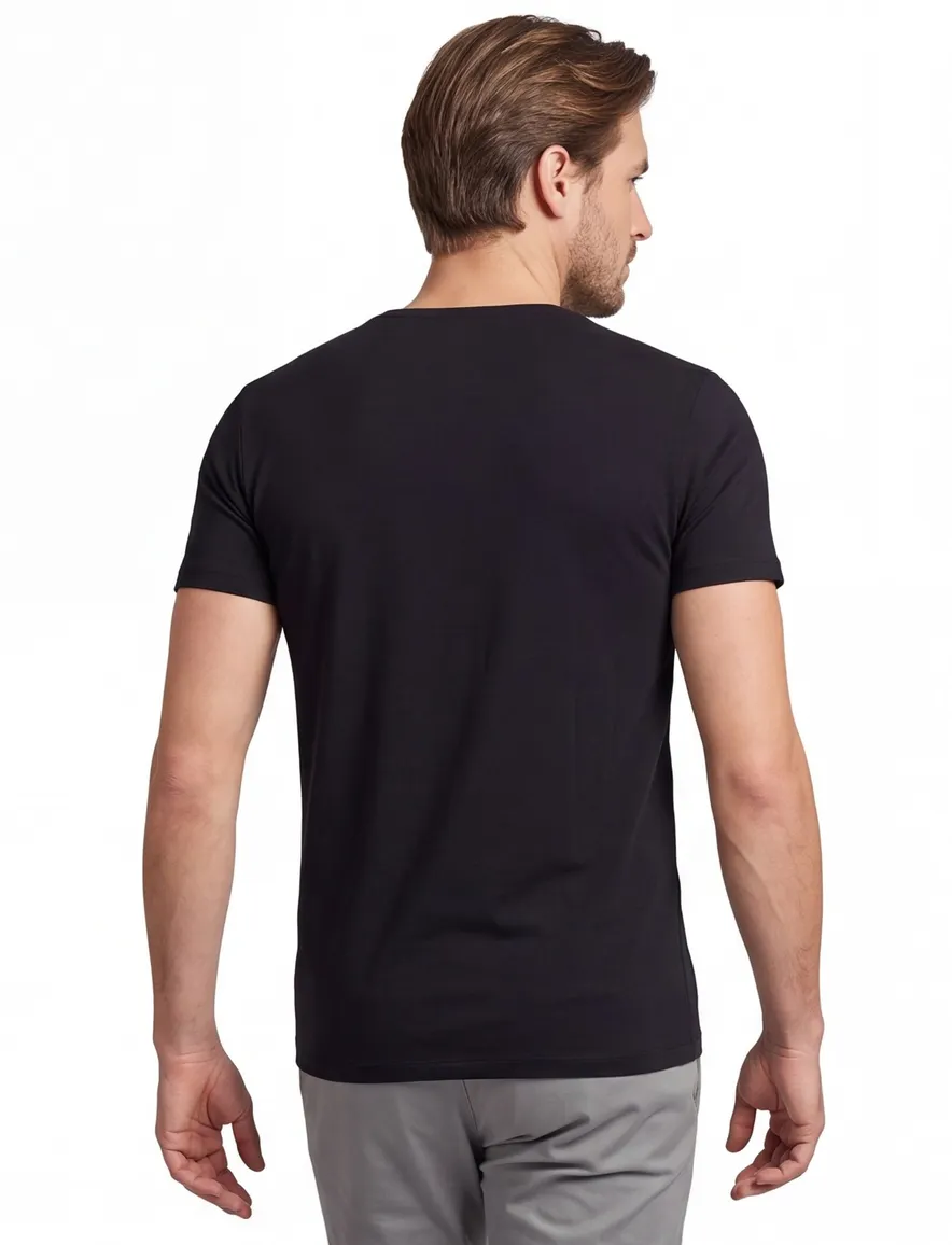 Alan Red Baltimore T-shirt zwart effen bamboe