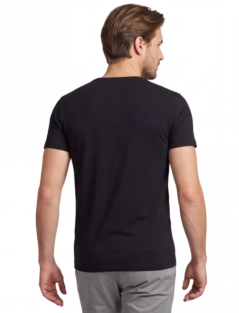 Alan Red T-shirt effen bamboe zwart Baltimore